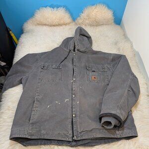 Carhartt J284 Multi Pocket Canvas Work Jacket Grey Men Size 2XL